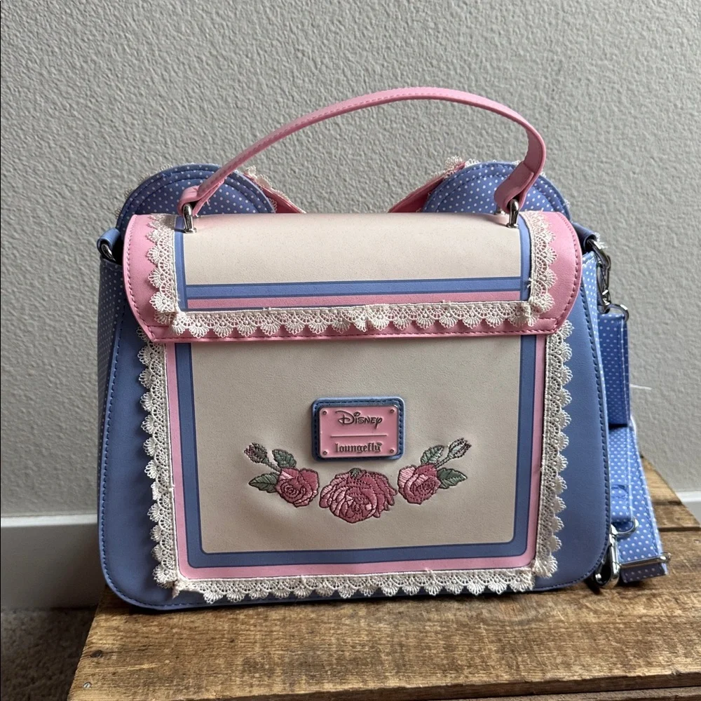 NWT Loungefly Disney Minnie Mouse Floral and Lace Crossbody Bag - Picture 3 of 6